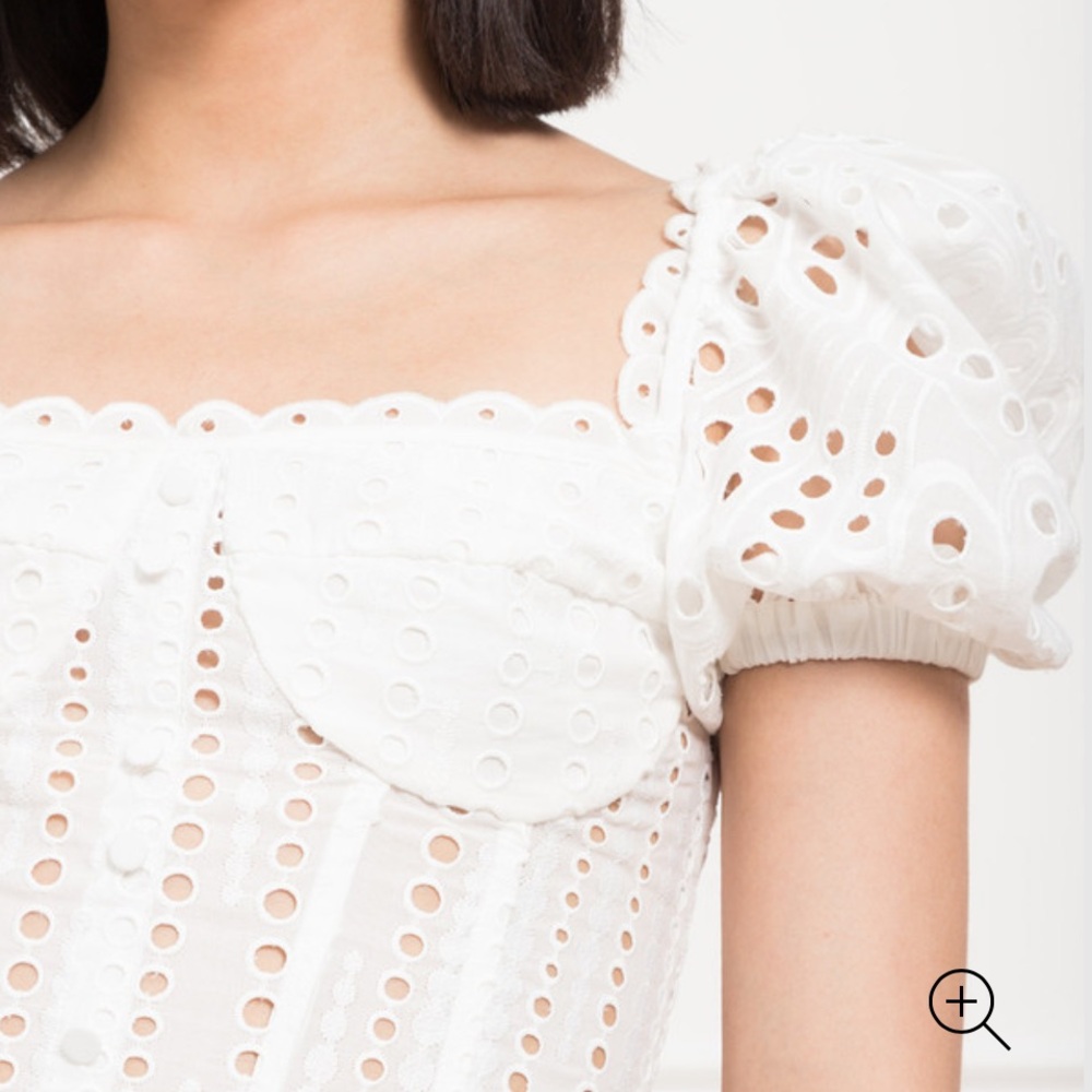 CHARO RUIZ ELLA WHITE BUSTIER TOP WITH BRODERIE ANGLAISE EMBROIDERY - Picture 10 of 10